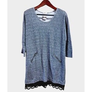 Anthropologie Dolan Women's Large Dark Gray Zippered Pockets Tunic Sweater Dress